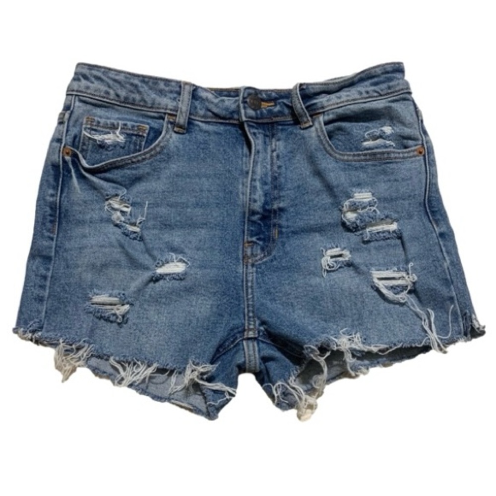 Cello Blue Distressed High-Rise Cut Off Women’s Size 29 Waist Denim Shorts
